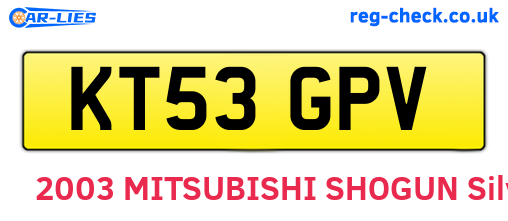 KT53GPV are the vehicle registration plates.
