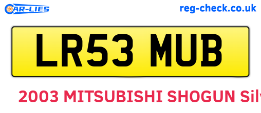 LR53MUB are the vehicle registration plates.