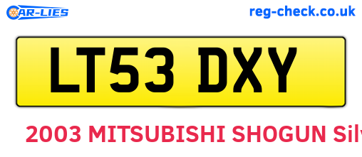 LT53DXY are the vehicle registration plates.