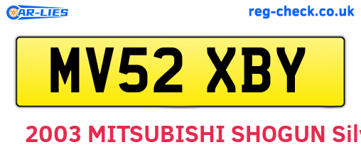 MV52XBY are the vehicle registration plates.
