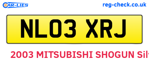 NL03XRJ are the vehicle registration plates.
