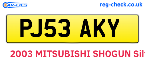 PJ53AKY are the vehicle registration plates.