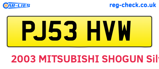 PJ53HVW are the vehicle registration plates.