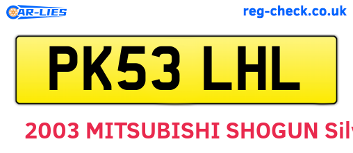 PK53LHL are the vehicle registration plates.