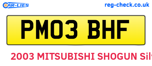 PM03BHF are the vehicle registration plates.