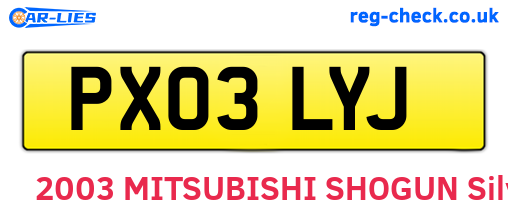 PX03LYJ are the vehicle registration plates.