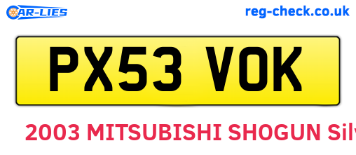 PX53VOK are the vehicle registration plates.