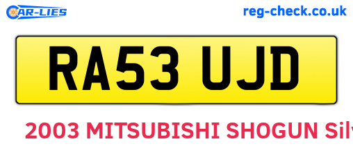RA53UJD are the vehicle registration plates.