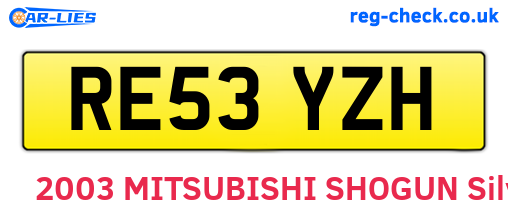RE53YZH are the vehicle registration plates.