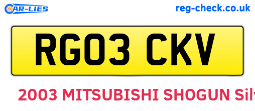 RG03CKV are the vehicle registration plates.