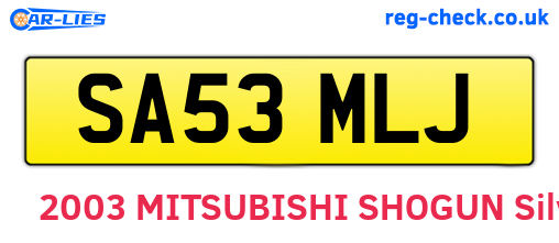SA53MLJ are the vehicle registration plates.