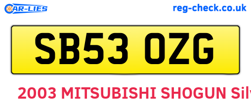 SB53OZG are the vehicle registration plates.