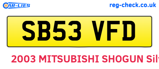 SB53VFD are the vehicle registration plates.
