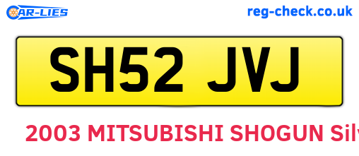 SH52JVJ are the vehicle registration plates.