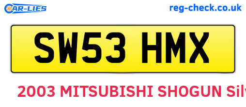 SW53HMX are the vehicle registration plates.