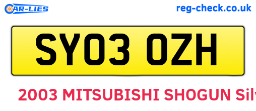 SY03OZH are the vehicle registration plates.