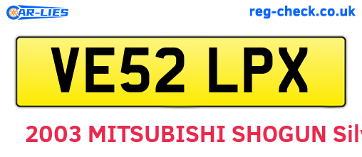 VE52LPX are the vehicle registration plates.