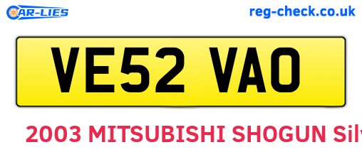 VE52VAO are the vehicle registration plates.
