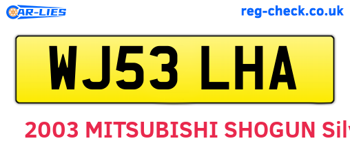 WJ53LHA are the vehicle registration plates.