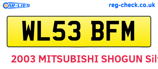 WL53BFM are the vehicle registration plates.