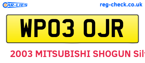 WP03OJR are the vehicle registration plates.