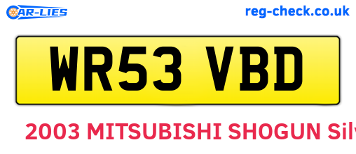 WR53VBD are the vehicle registration plates.