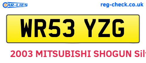 WR53YZG are the vehicle registration plates.