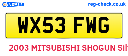 WX53FWG are the vehicle registration plates.