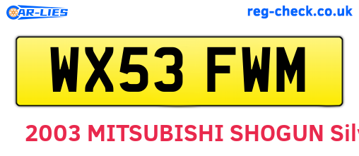WX53FWM are the vehicle registration plates.