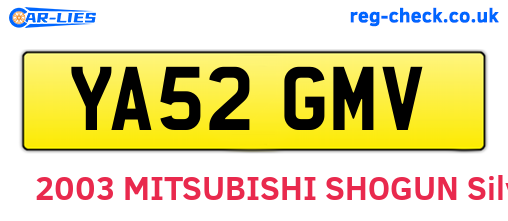 YA52GMV are the vehicle registration plates.