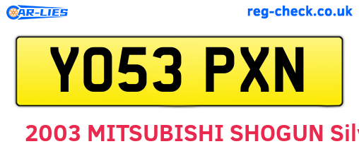 YO53PXN are the vehicle registration plates.