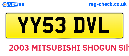 YY53DVL are the vehicle registration plates.