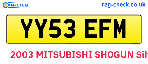 YY53EFM are the vehicle registration plates.
