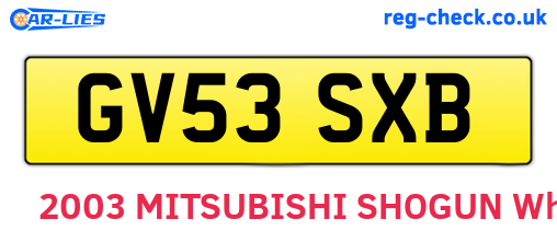 GV53SXB are the vehicle registration plates.