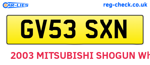 GV53SXN are the vehicle registration plates.