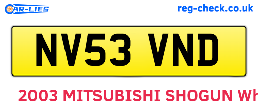 NV53VND are the vehicle registration plates.