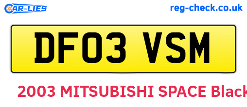 DF03VSM are the vehicle registration plates.