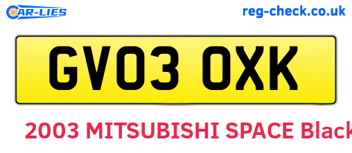 GV03OXK are the vehicle registration plates.