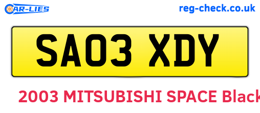 SA03XDY are the vehicle registration plates.
