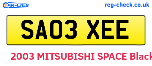 SA03XEE are the vehicle registration plates.