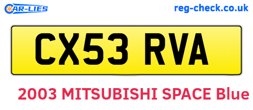 CX53RVA are the vehicle registration plates.