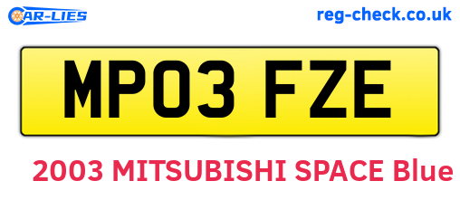 MP03FZE are the vehicle registration plates.