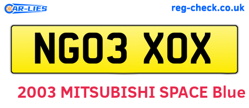 NG03XOX are the vehicle registration plates.