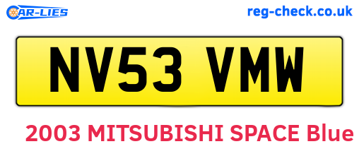 NV53VMW are the vehicle registration plates.