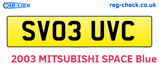 SV03UVC are the vehicle registration plates.