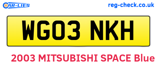 WG03NKH are the vehicle registration plates.