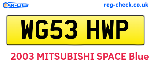 WG53HWP are the vehicle registration plates.