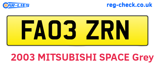 FA03ZRN are the vehicle registration plates.