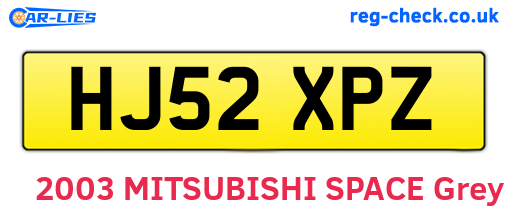 HJ52XPZ are the vehicle registration plates.