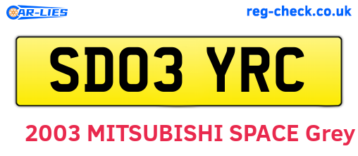 SD03YRC are the vehicle registration plates.